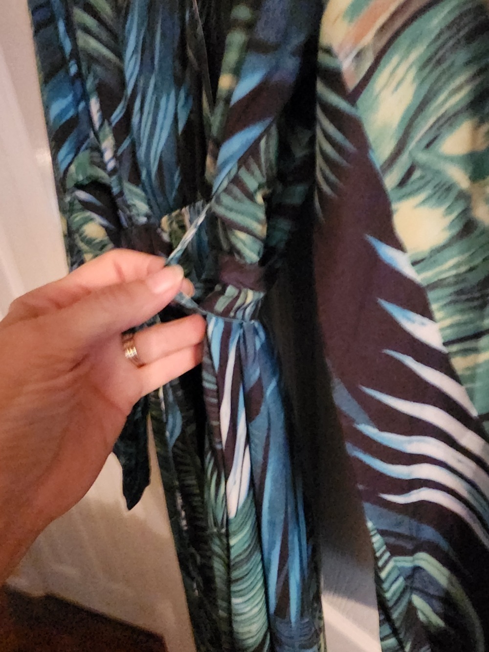 Green Tropical Maxi Dress V-Neck - Picture 4 of 7